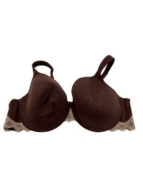 Cacique by Lane Bryant Full Coverage Bra Underwire Brown Cotton Lace Size 46C